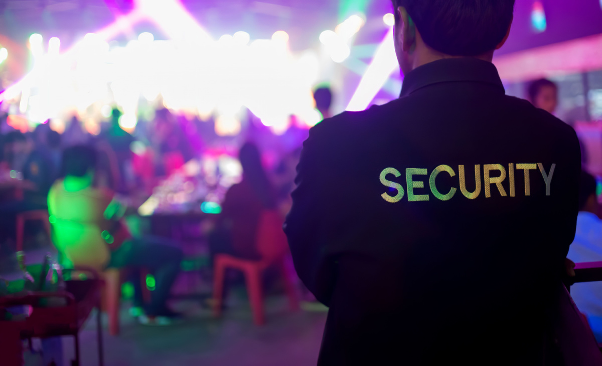 Security guard bouncer are regulating the situation of safety in an event concert